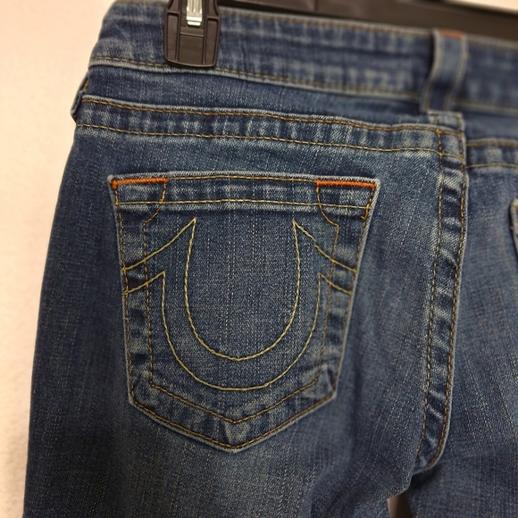 True Religion Low Rise Grunge World Tour Factory Distressed Denim Jeans Size 27 - Picture 8 of 12